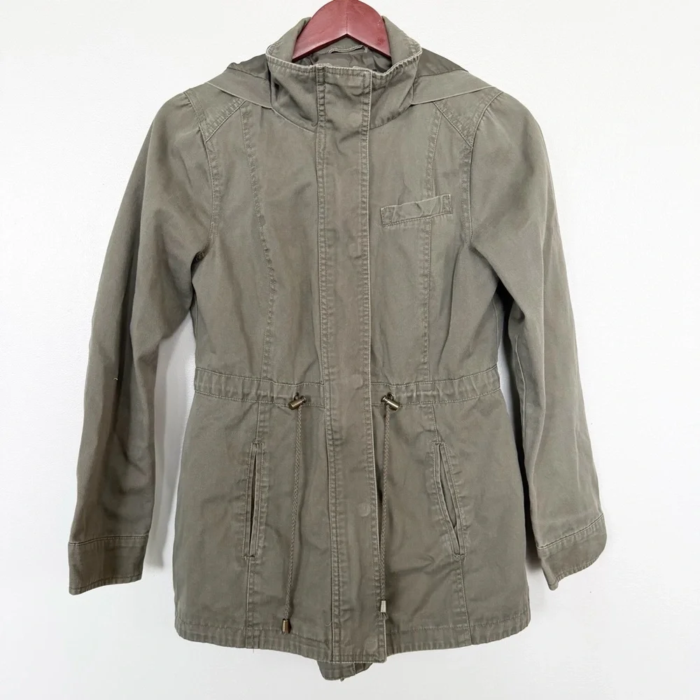 BSweet Clothing Co Army Olive Green Utility Adirondack Lined Coat Hood Women SM - Picture 1 of 8